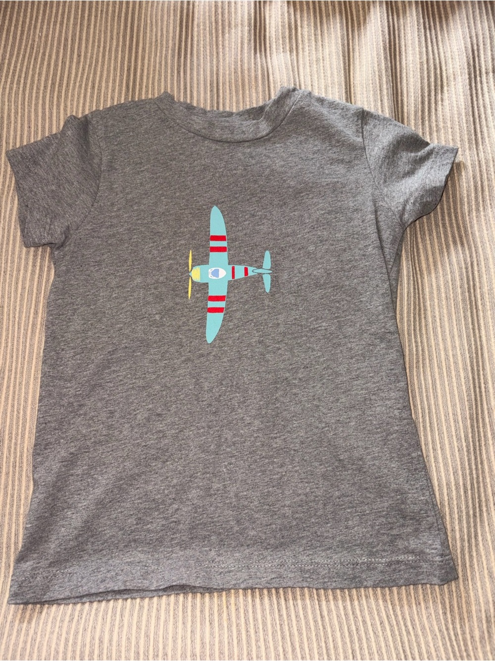 Little Paper Boat Kids Short-Sleeve Tee with Blue Airplane Graphic